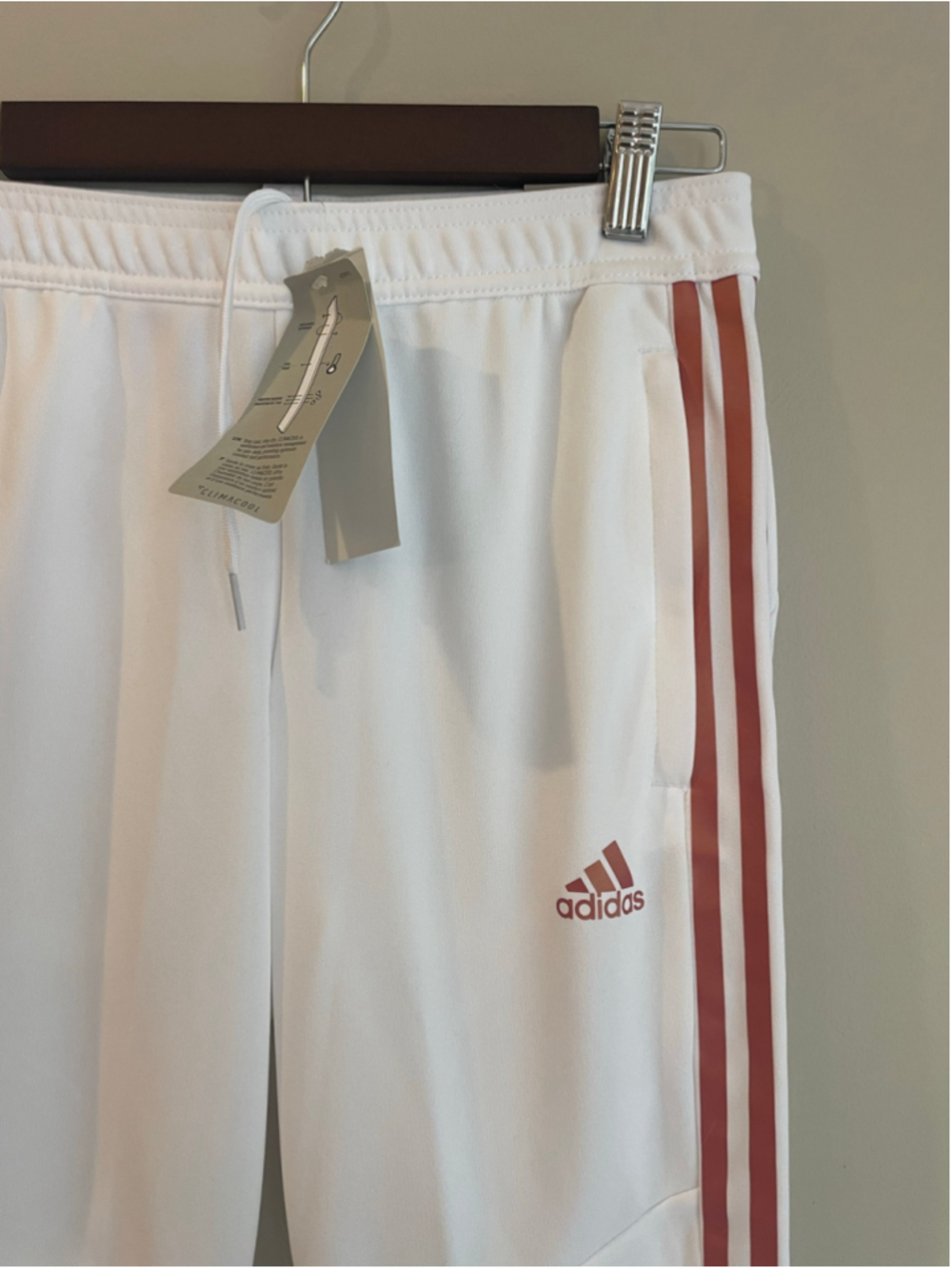 Adidas Tiro 19 Training Pants White Pink Stripe Joggers Womens M NWT - Picture 2 of 8